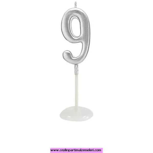 9 Rakam Gümüş Mum